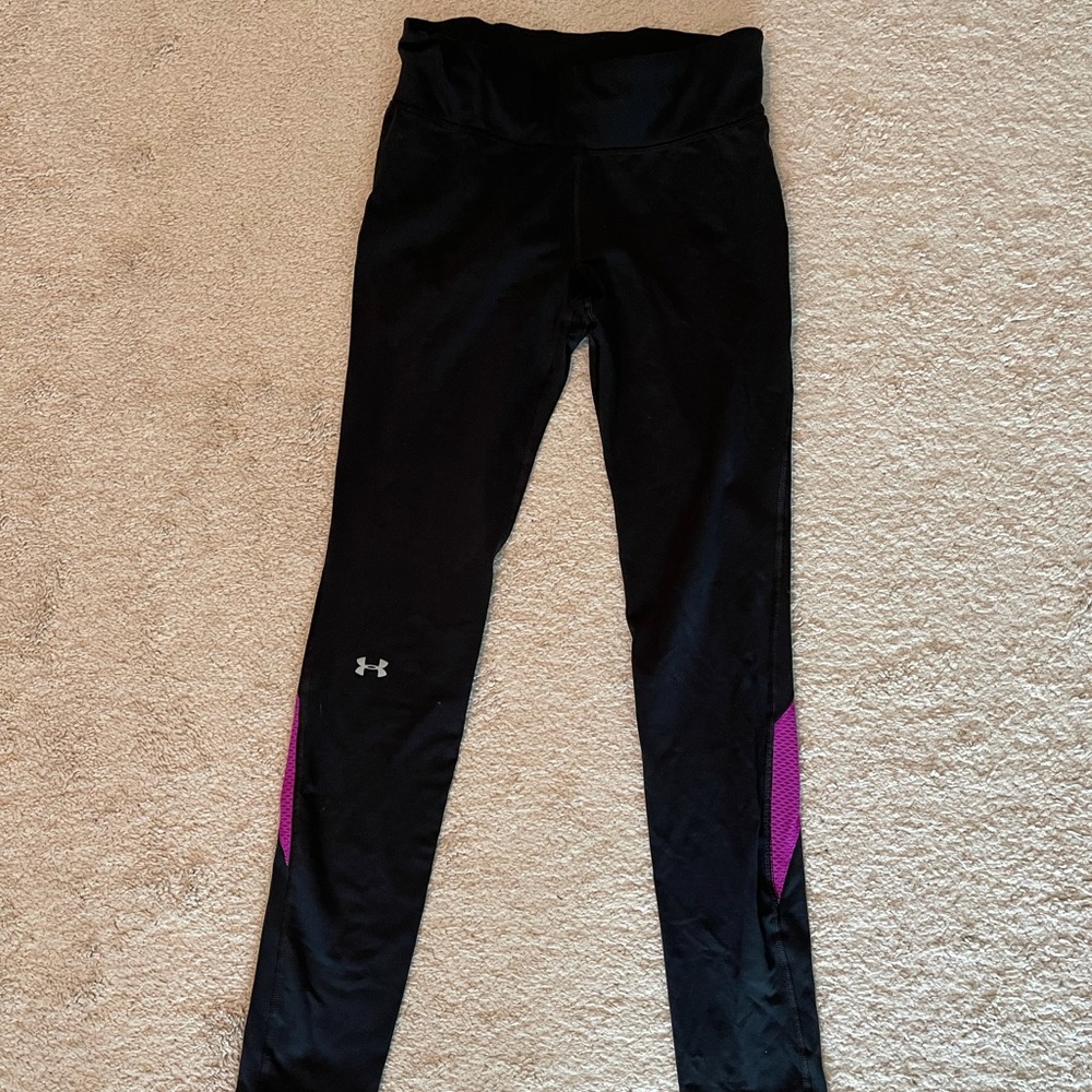 Under Armour full length black and purple leggings
